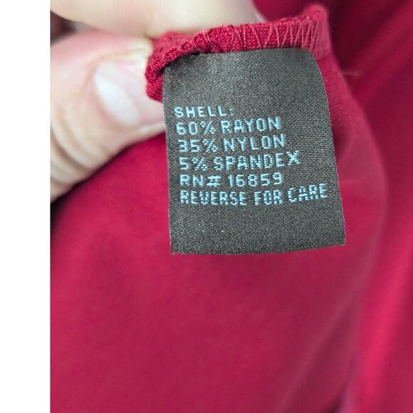 J. McLaughlin Red Ponte Knit Dress Split Neck ¾ Tulip Sleeve Stretch Work Large - Picture 5 of 8